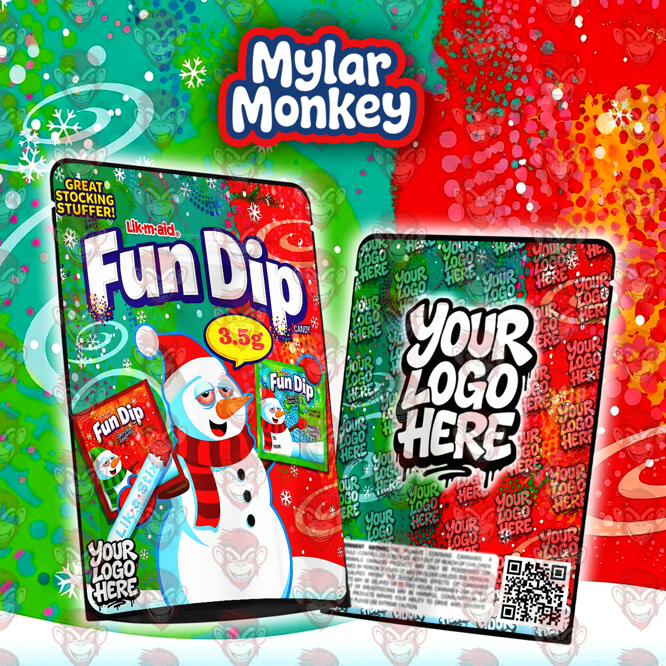 Fun Dip Snowman – Christmas Mylar Bag Design