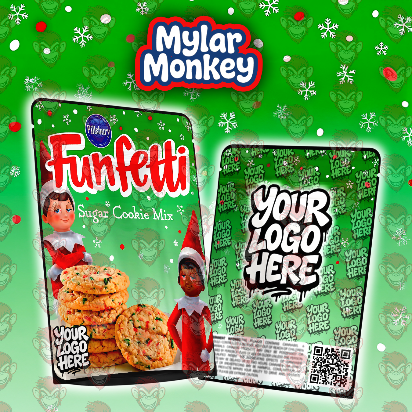 Funfetti Sugar Cookie (Green) – Christmas Mylar Bag Design