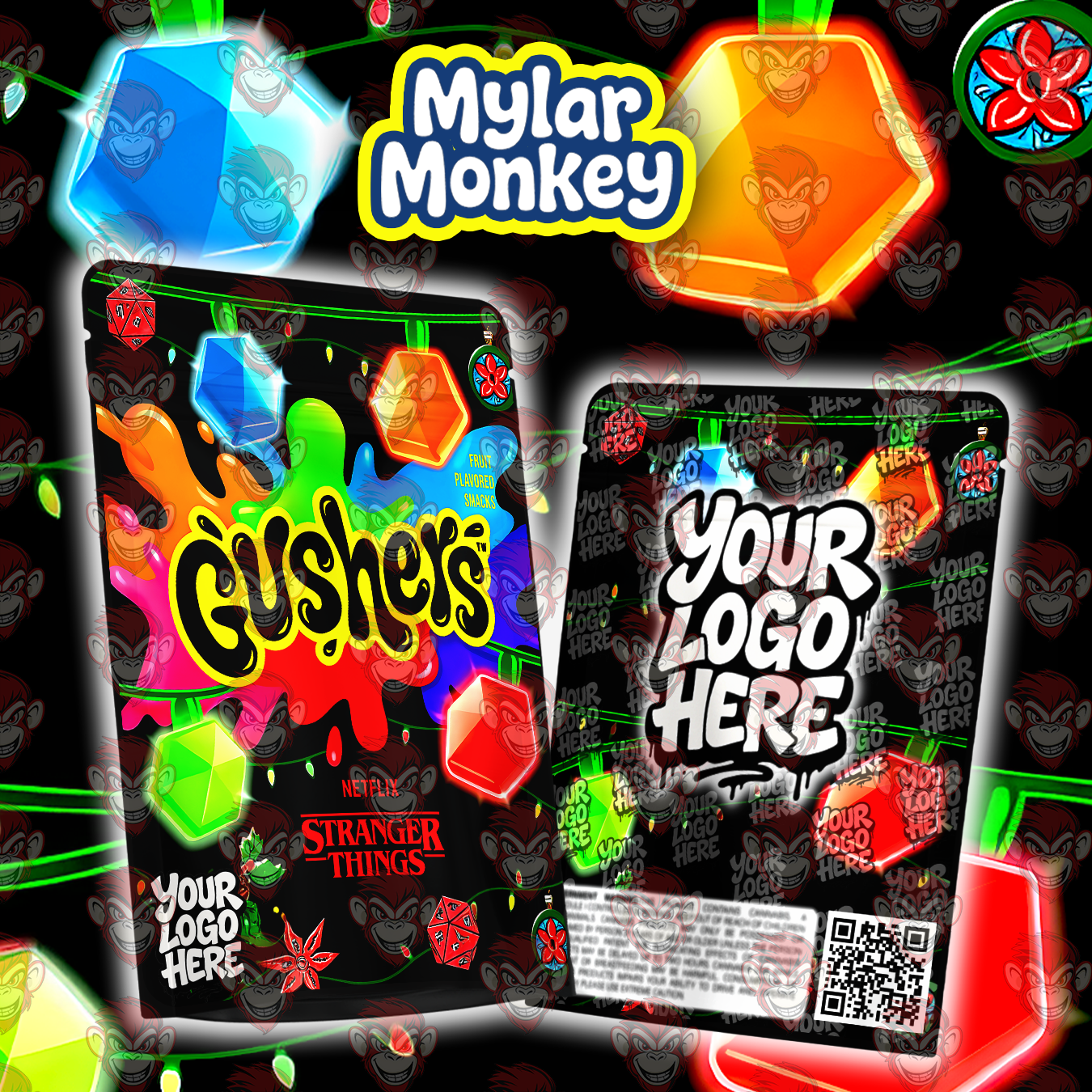 Christmas Premade Mylar Bag Design β Gushers Inspired Bag