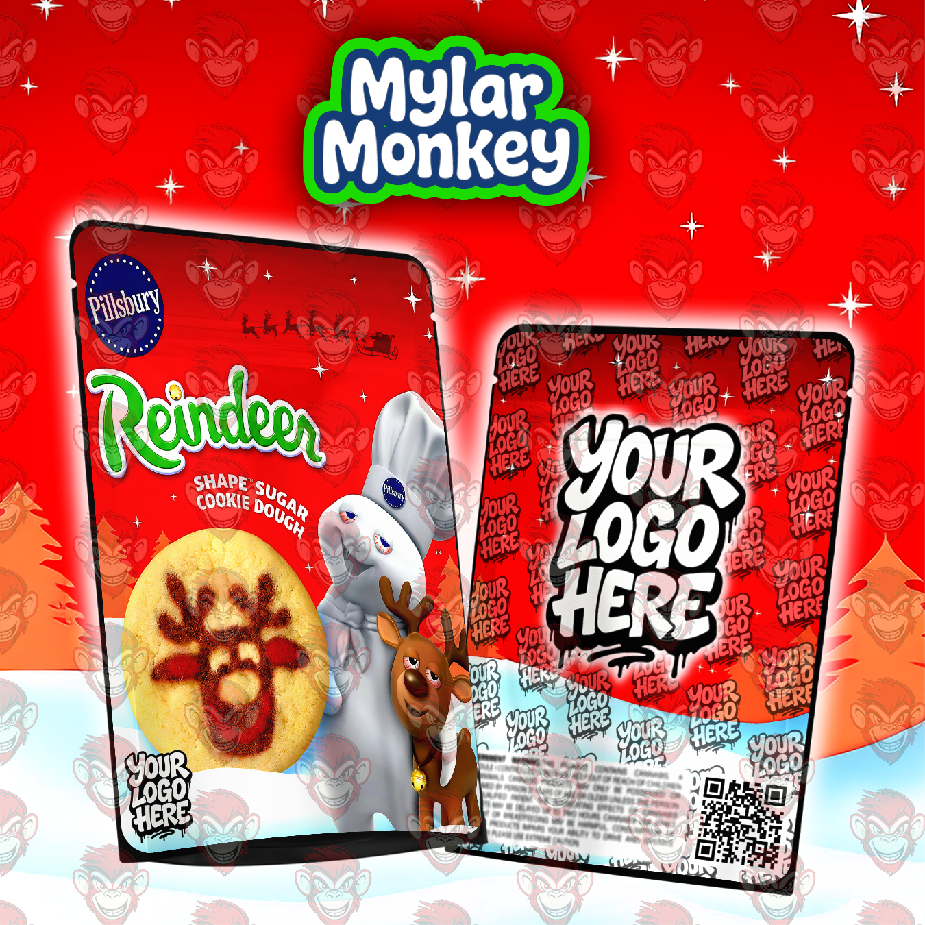 Reindeer Cookie Dough – Christmas Mylar Bag Design