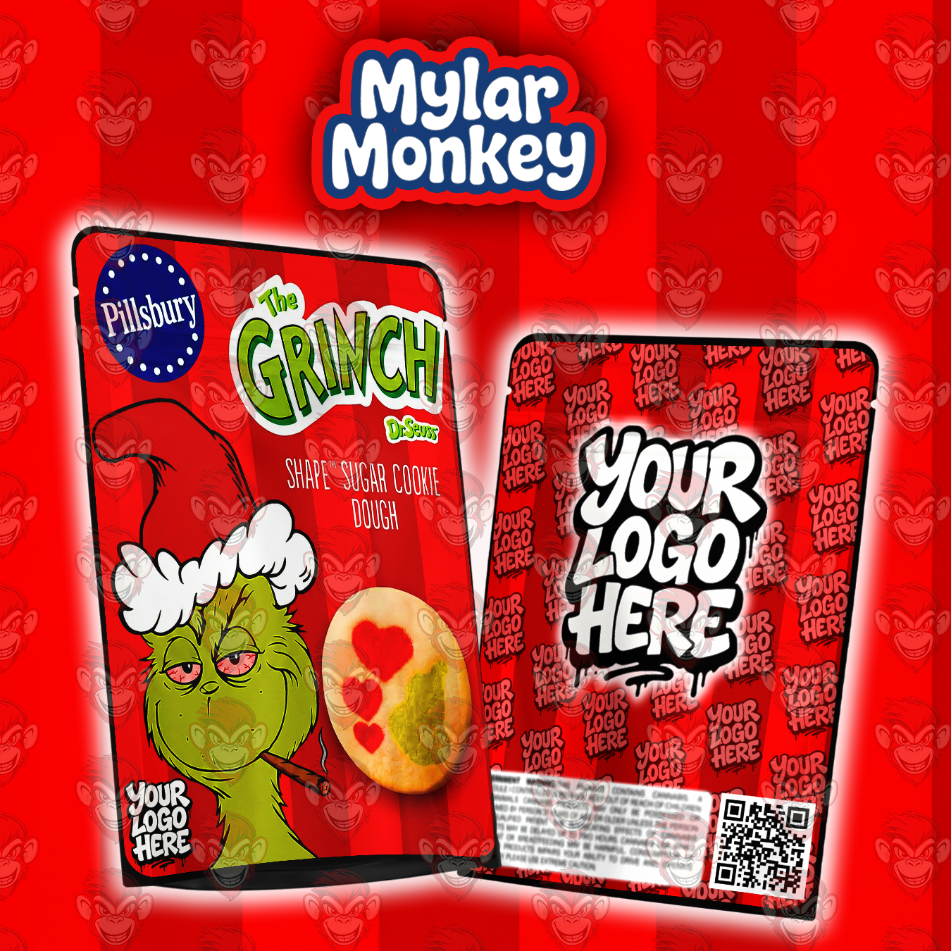 Grinch Cookie Dough – Christmas Mylar Bag Design