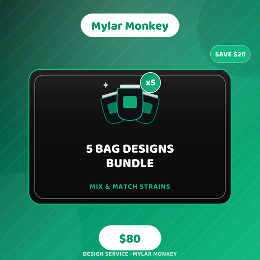 5 Bag Designs Bundle - Mylar Monkey design service